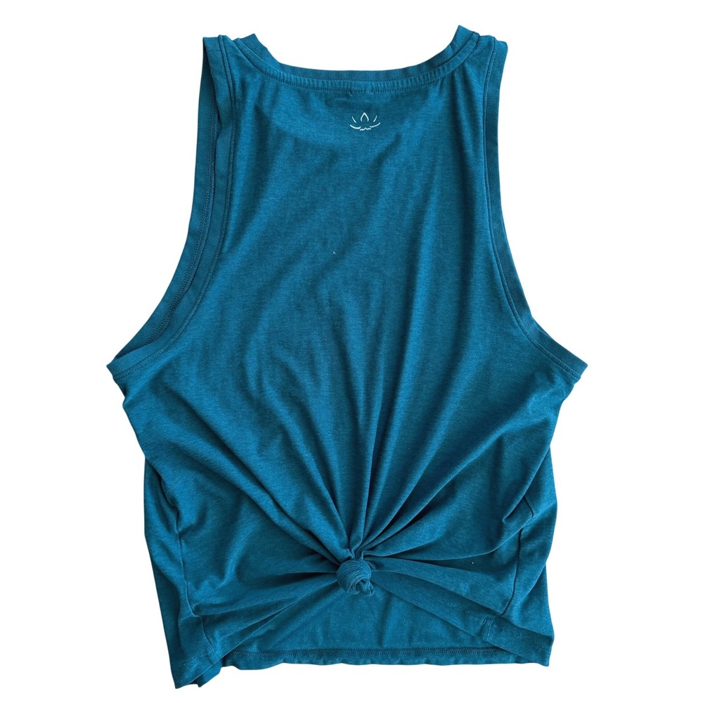 Beyond Yoga Heathered Teal Blue Twisted Back Sleeveless Tank Top Women's Small
